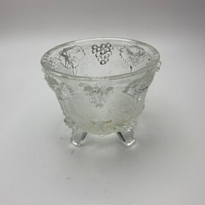 Jeanette Glass Clear Candy Dish Grape n Vine