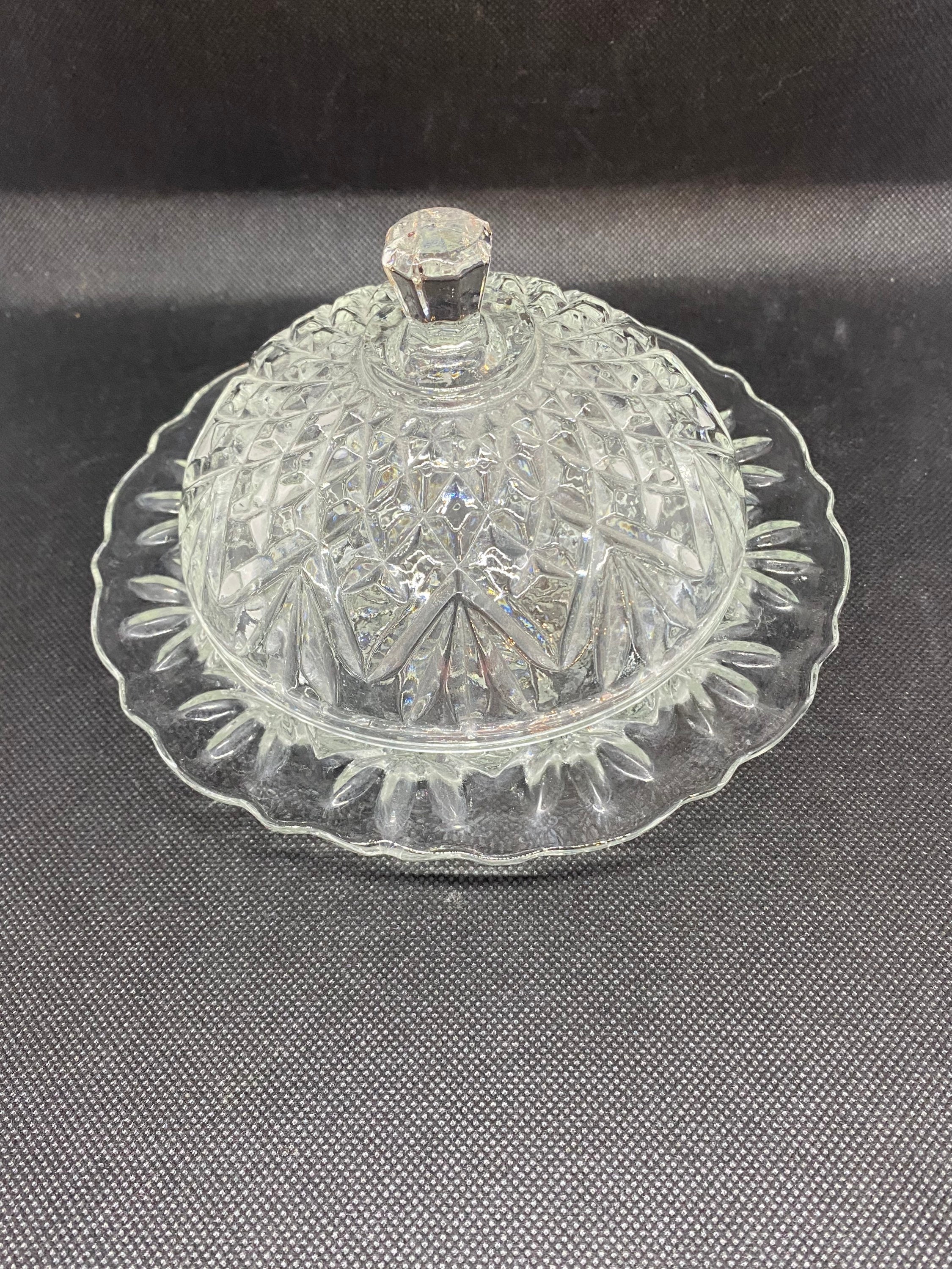 Domed Cut Glass Butter Dish Etsy