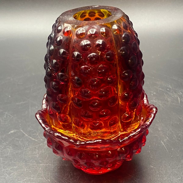 Fenton Hobnail Amberina Fairy Lamp