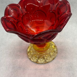 L.E. Smith Moon & Star Amberina Compote