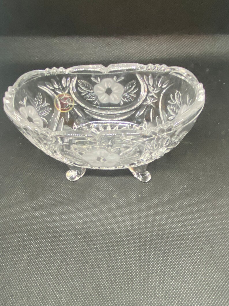24 Lead Crystal Oval Footed Bowl From Germany Etsy