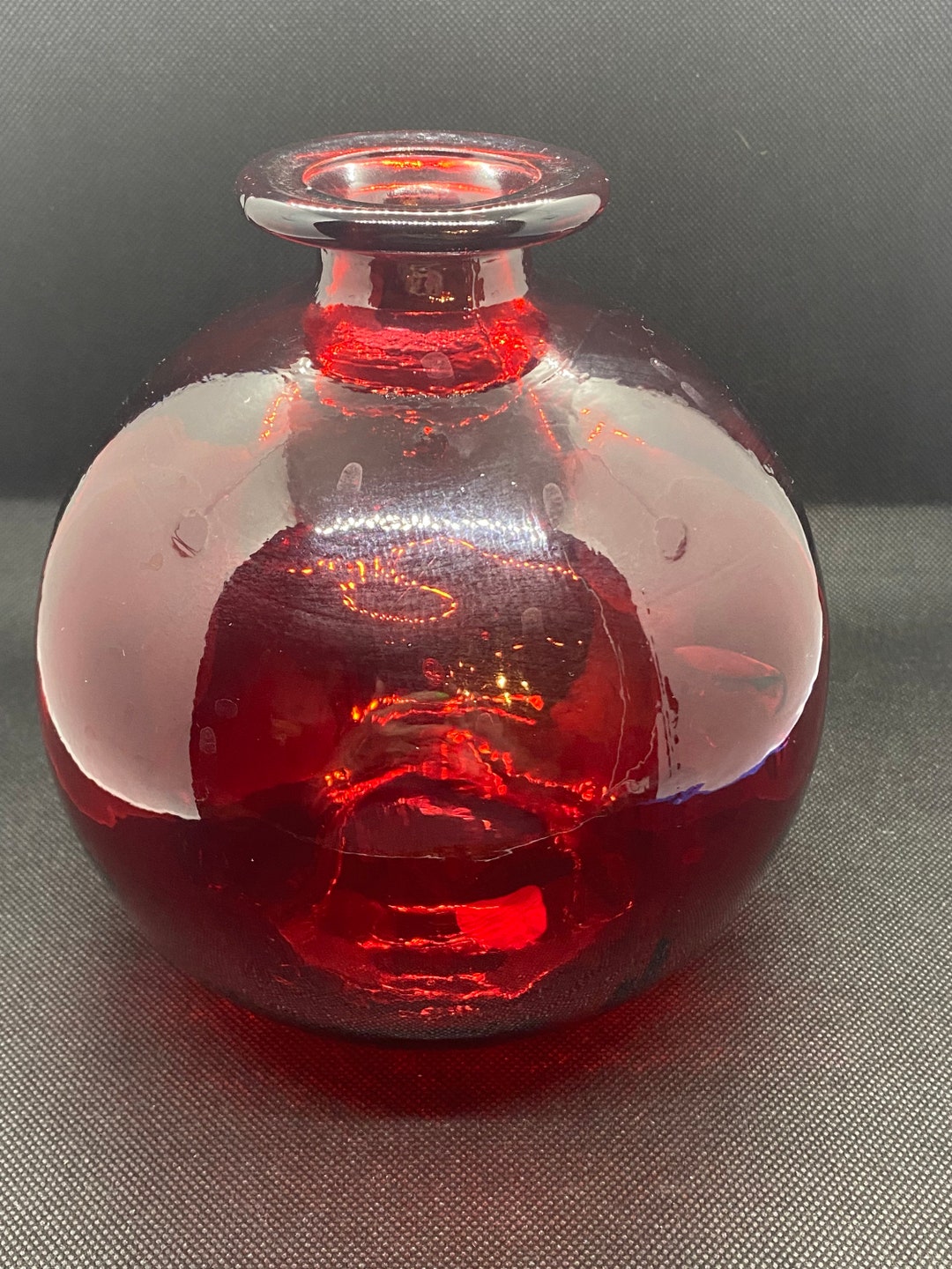 Red Glass Vase Made in Spain Etsy