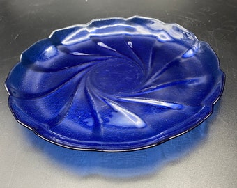 Arcoroc France Cobalt Swirl Plate