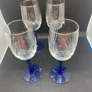 Libbey Glass Cobalt Goblets . Set of 5