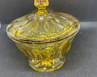 Amber Anchor Hocking Fairfield Covered Footed Candy Dish