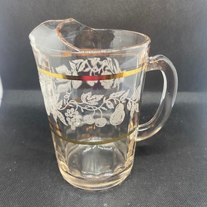 Etched Medium Pitcher with Gold Stripes