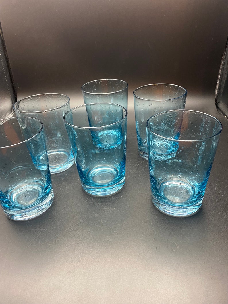 Turquoise Anthropologie Hand Blown Rocks Glasses image 2