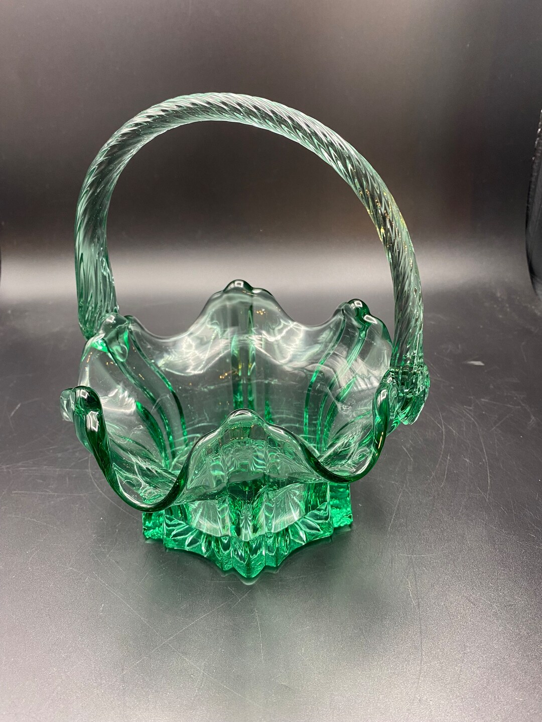 Fenton Sea Green Rope Handle Basket - Etsy