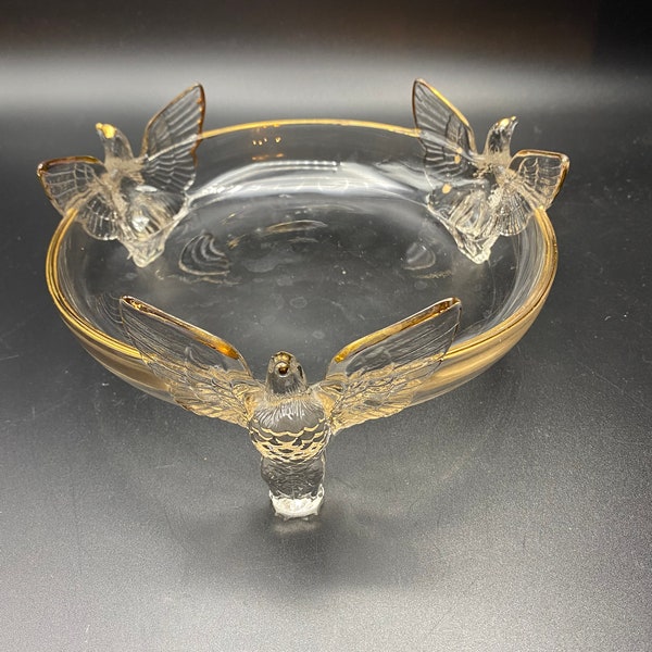 Jeanette Glass 3 Toed Crystal Eagle Bowl