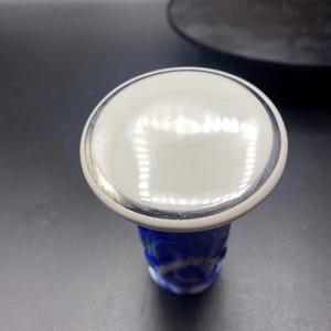 Ceramic Stopper White Circle with Platinum trim