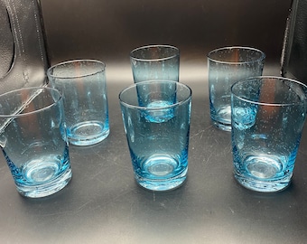 Turquoise Anthropologie Hand Blown Rocks Glasses