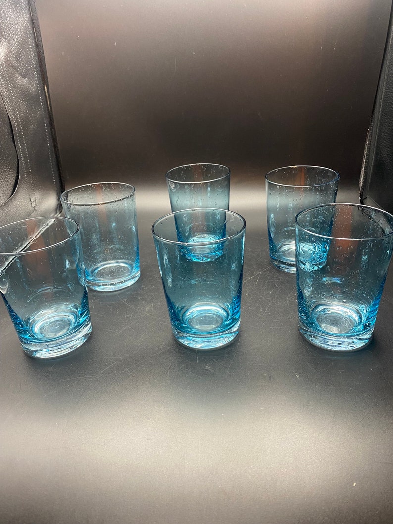Turquoise Anthropologie Hand Blown Rocks Glasses image 1