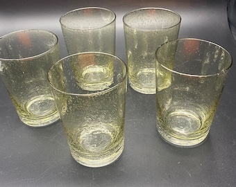 Yellow Anthropologie Hand Blown Rocks Glasses Set of 5