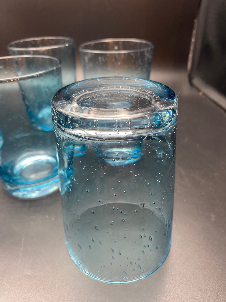 Turquoise Anthropologie Hand Blown Rocks Glasses image 4