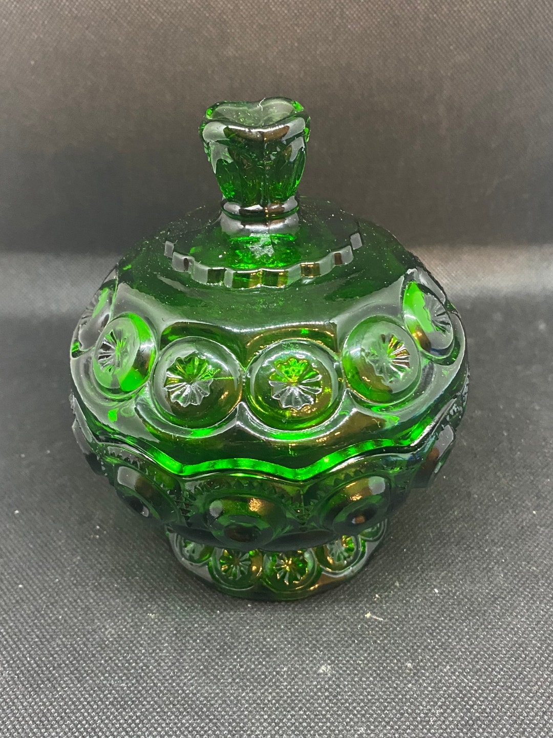 Weishar Small Candy Dish Emerald Green Lidded Etsy