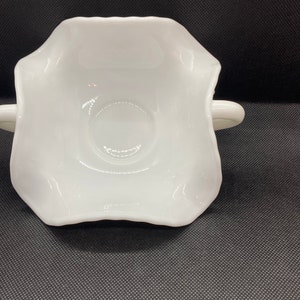 Fenton Milk Glass  Double-Handled Hobnail Candy Dish