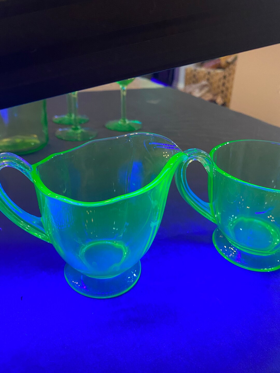 Uranium Glass Creamer N Sugar Etsy