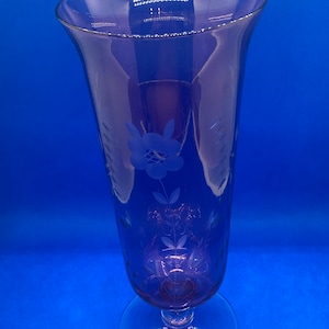 Etched Cranberry Vase