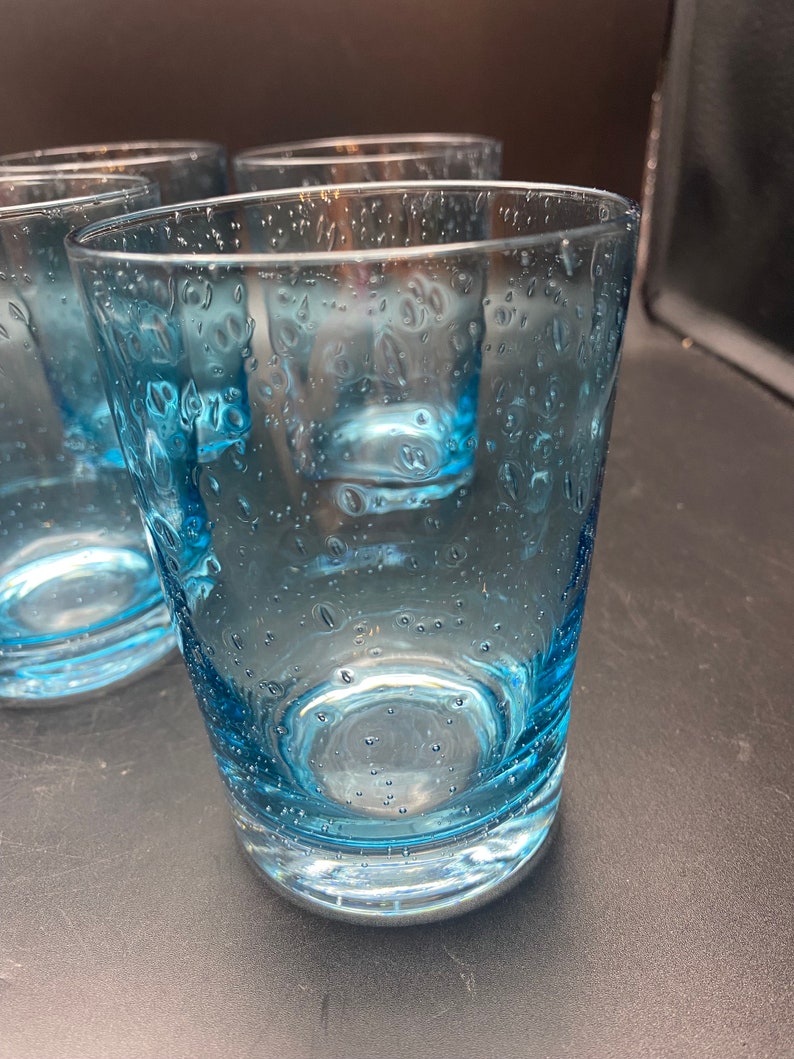 Turquoise Anthropologie Hand Blown Rocks Glasses image 3