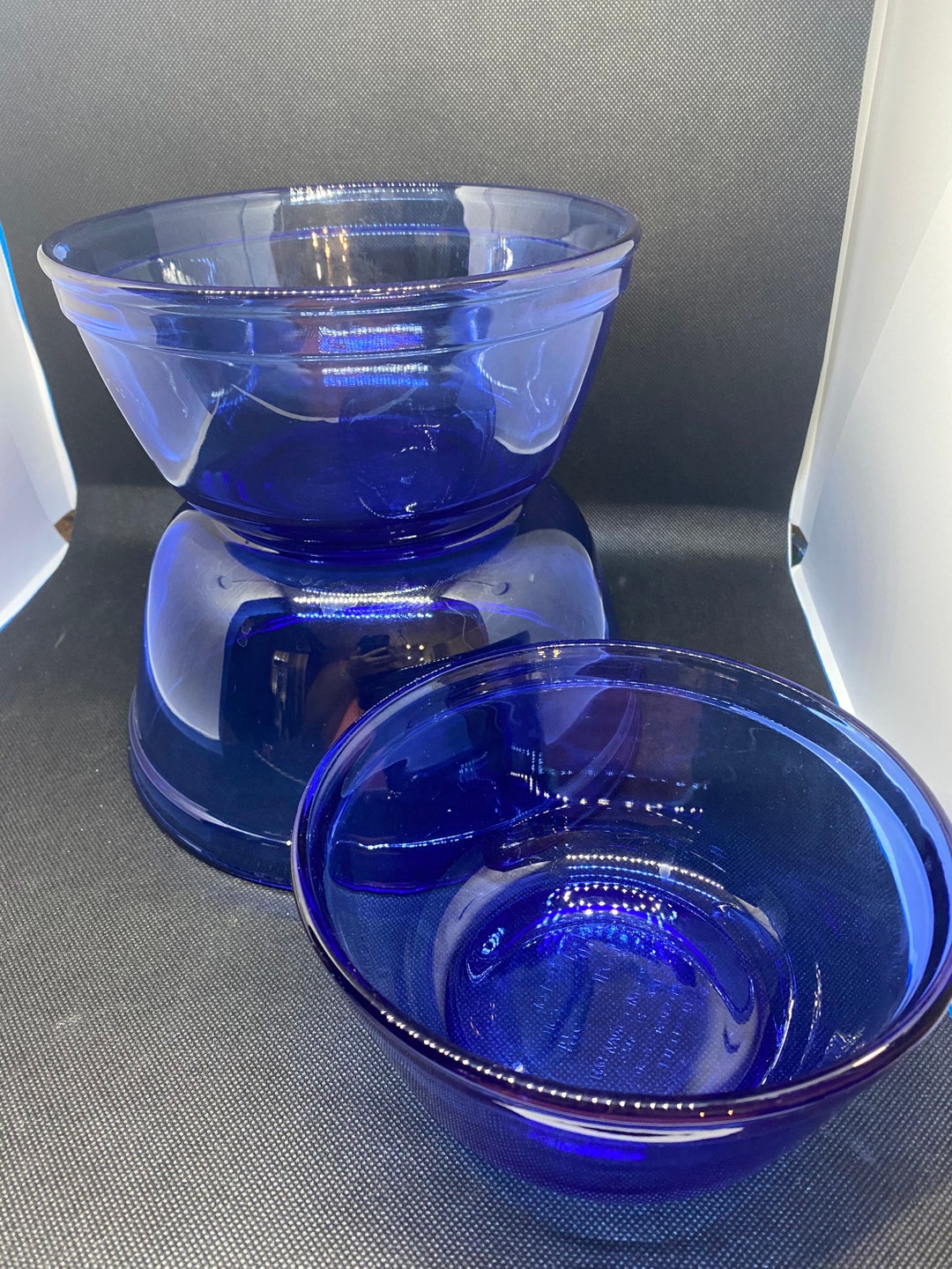 Anchoring Hocking Trio of Cobalt Blue Mixing Bowls 3 Sizes in Etsy