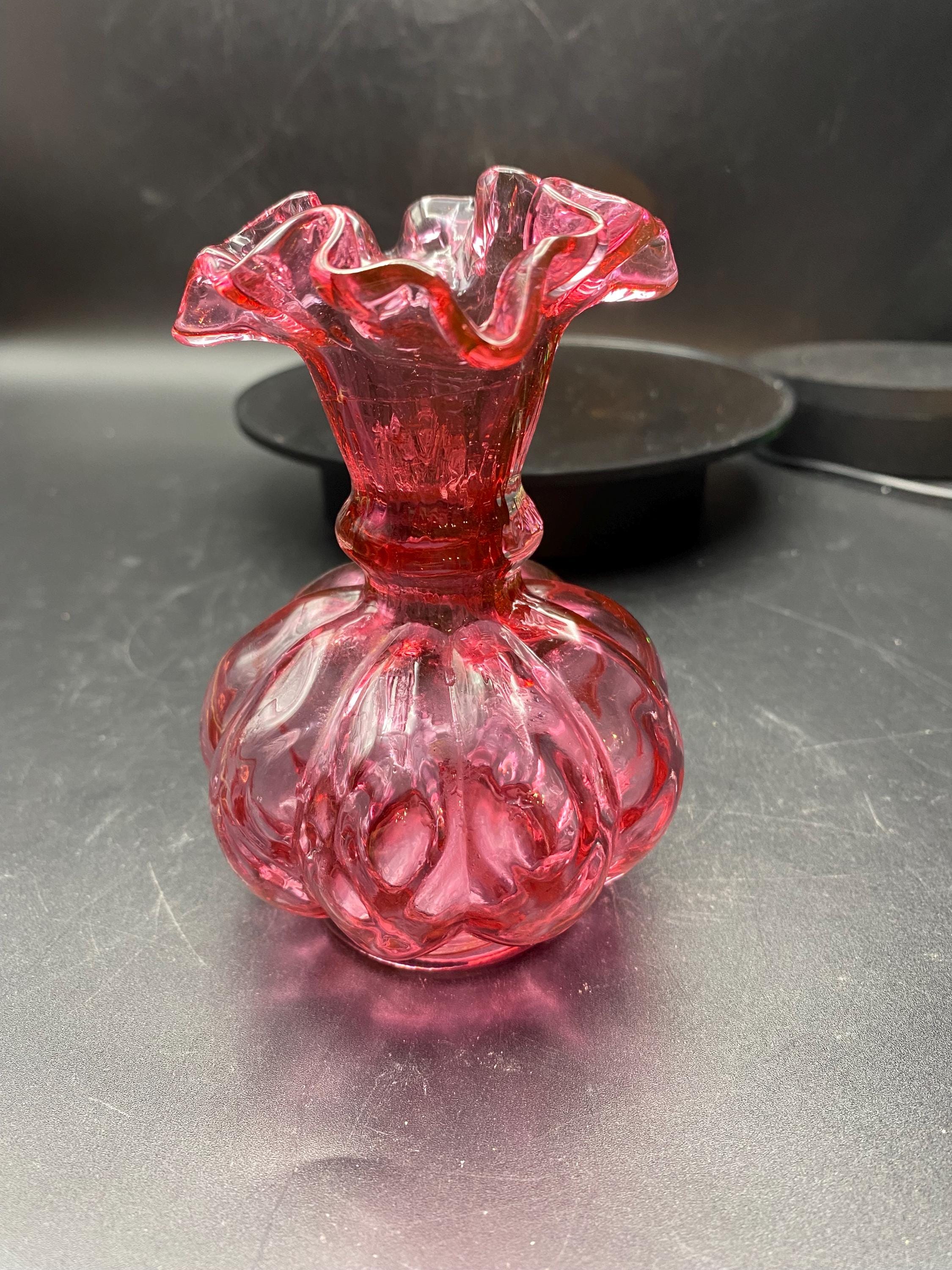Fenton Cranberry Vase - Etsy