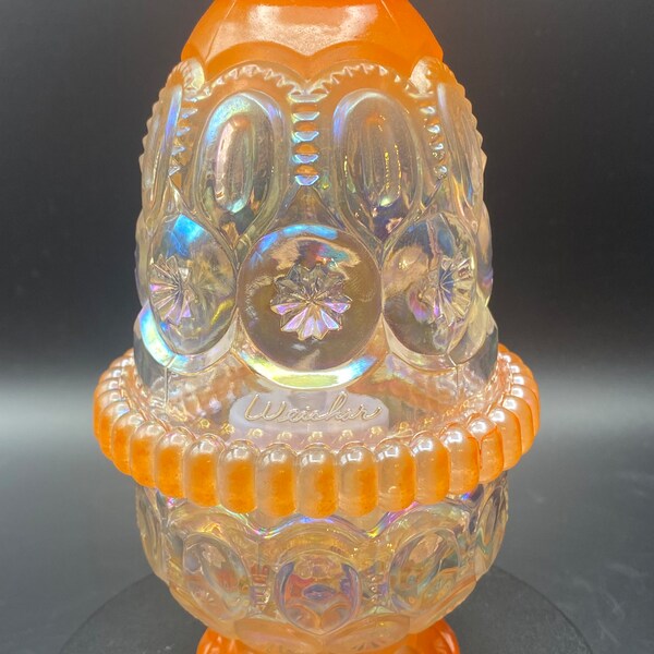 Orange and Iridescsent  Carnival Moon n Star 3 Piece Fairy Lamp