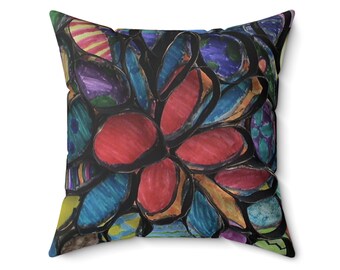 Paper Flowers Square Pillow