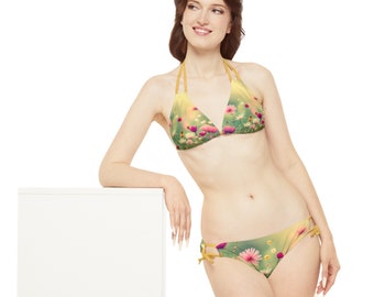 Vintage Blumen Riemchen Bikini Set (AOP)