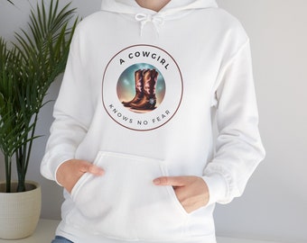 A Cowgirl Knows No Fear Unisex Heavy Blend™ Hooded Sweatshirt