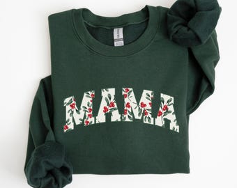 Moletom de Natal da mamãe, suéter da mamãe, moletom floral da mamãe, presente para novas mamães, camiseta da moda para mamães, moletom fofo para mamães