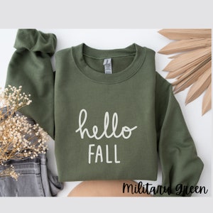 Hello Fall Sweatshirt, Fall Sweater Minimalist, Autumn Sweatshirt, Cute Fall Crewneck For Women