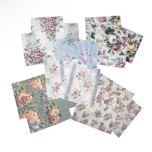 Cotton Fabric Lot Roses Floral Shabby Chic Including Laura Ashley 16 pieces 20cm x 20cm Patchwork Slow Stitch Junk Journal Craft