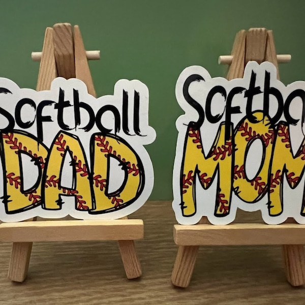 Mamá de softbol, regalo del Día de la Madre, pegatina de vinilo de papá de softbol, regalo del Día del Padre