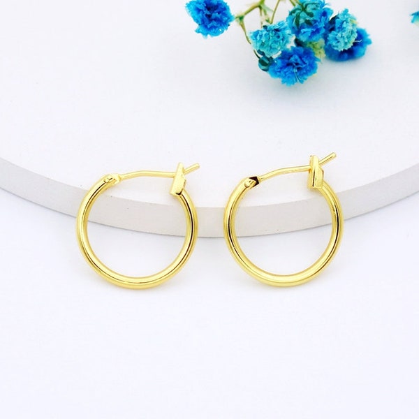 10pcs Hoop Earring Blank, 18K Gold Hoop Earring, White Gold Round Hoop Earring, Hypoallergenic Earring Findings 15mm 20mm 25mm 30mm 35mm