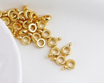 20pcs 14K Gold Bail Beads, Pinch Bail Spacer Beads, Brass Spacer Bail Beads, Pendant Holder, DIY Jewelry Supplies 4mm