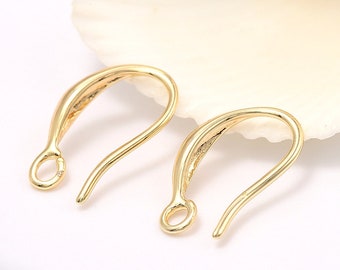 10pcs 14K Gold Filled Ear Hooks, Ear Wire, French Hooks, Brass Earring Hooks, DIY Jewelry Supplies 15x12mm