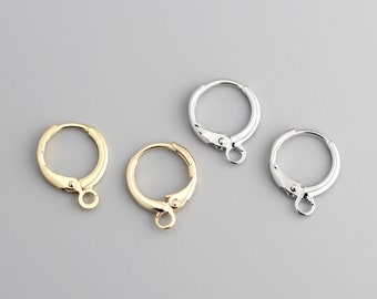 Orecchini One Touch da 10 pezzi 11 mm, orecchini semplici Huggie Hoops, forniture per orecchini pendenti, veri risultati di gioielli placcati oro 18 carati