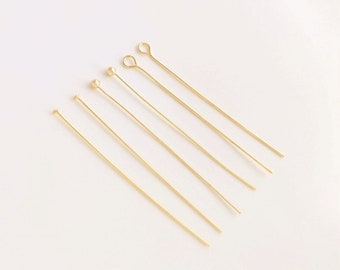 50pcs 14K Gold Filled Ball Pins, Headpins, Brass Eye Pins, Ball End Head Pins, DIY Jewelry Supplies 15mm 20mm 25mm 30mm 35mm 40mm 45mm 50mm