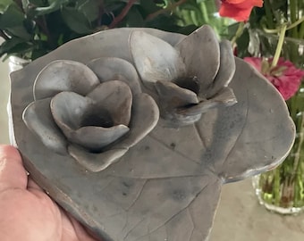 Elegant candleholde polymer clay handmade floral flower candleholder