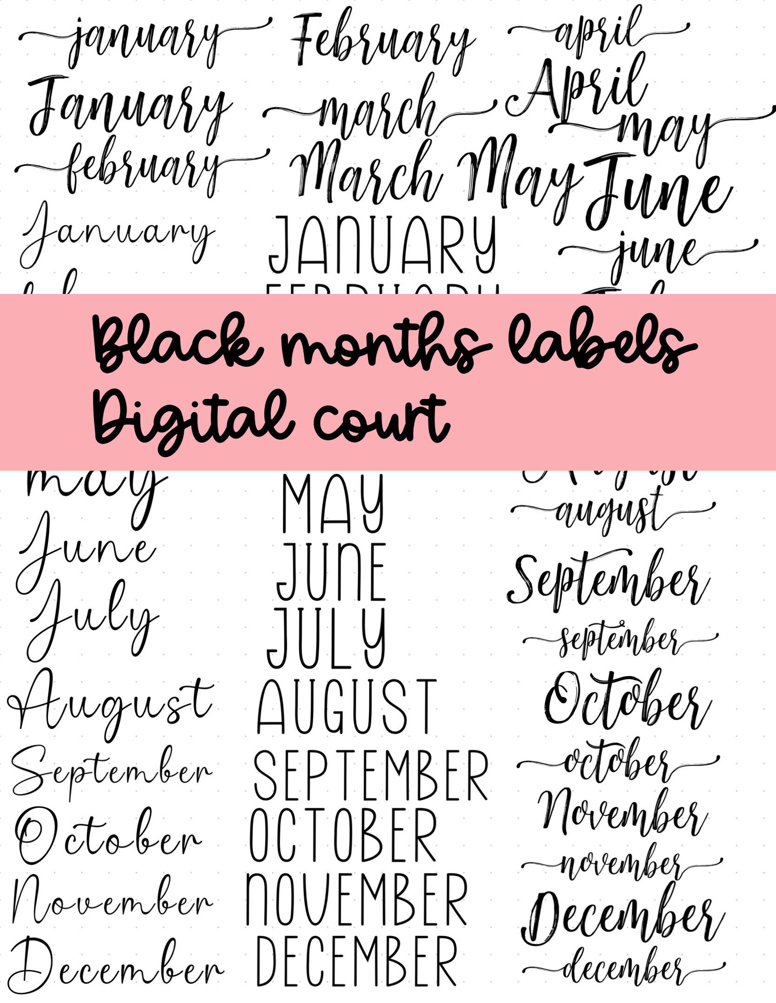 Black Monthly Labels - Etsy