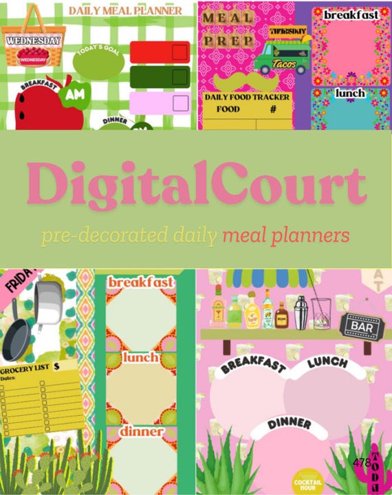 Pre-Decorated Daily Meal planners