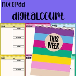 Bloc de notas semanal diario multicolor