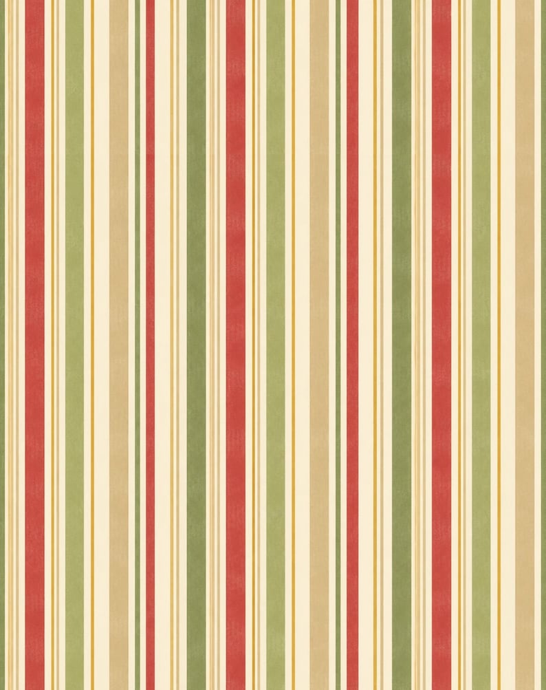 Peut inclure: Un motif &agrave; rayures verticales r&eacute;p&eacute;titives compos&eacute; de bandes altern&eacute;es de rouge, de vert olive, de beige et de cr&egrave;me. Le design pr&eacute;sente des rayures de largeurs variables dispos&eacute;es selon une s&eacute;quence coh&eacute;rente sur toute la surface.