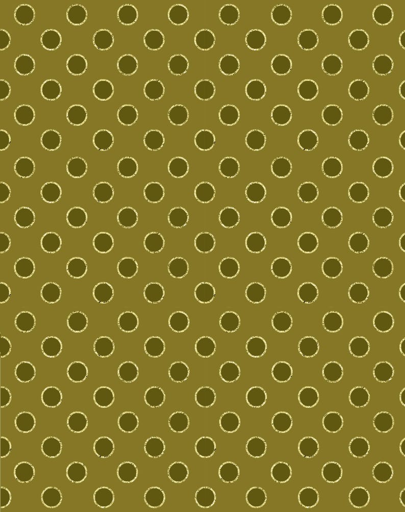 Peut inclure: Un motif r&eacute;p&eacute;titif de cercles de couleur dor&eacute;e dispos&eacute;s en grille sur un fond vert olive uni. Chaque cercle est soulign&eacute; par une bordure textur&eacute;e &agrave; l'aspect m&eacute;tallique, cr&eacute;ant un design g&eacute;om&eacute;trique coh&eacute;rent sur toute la surface.