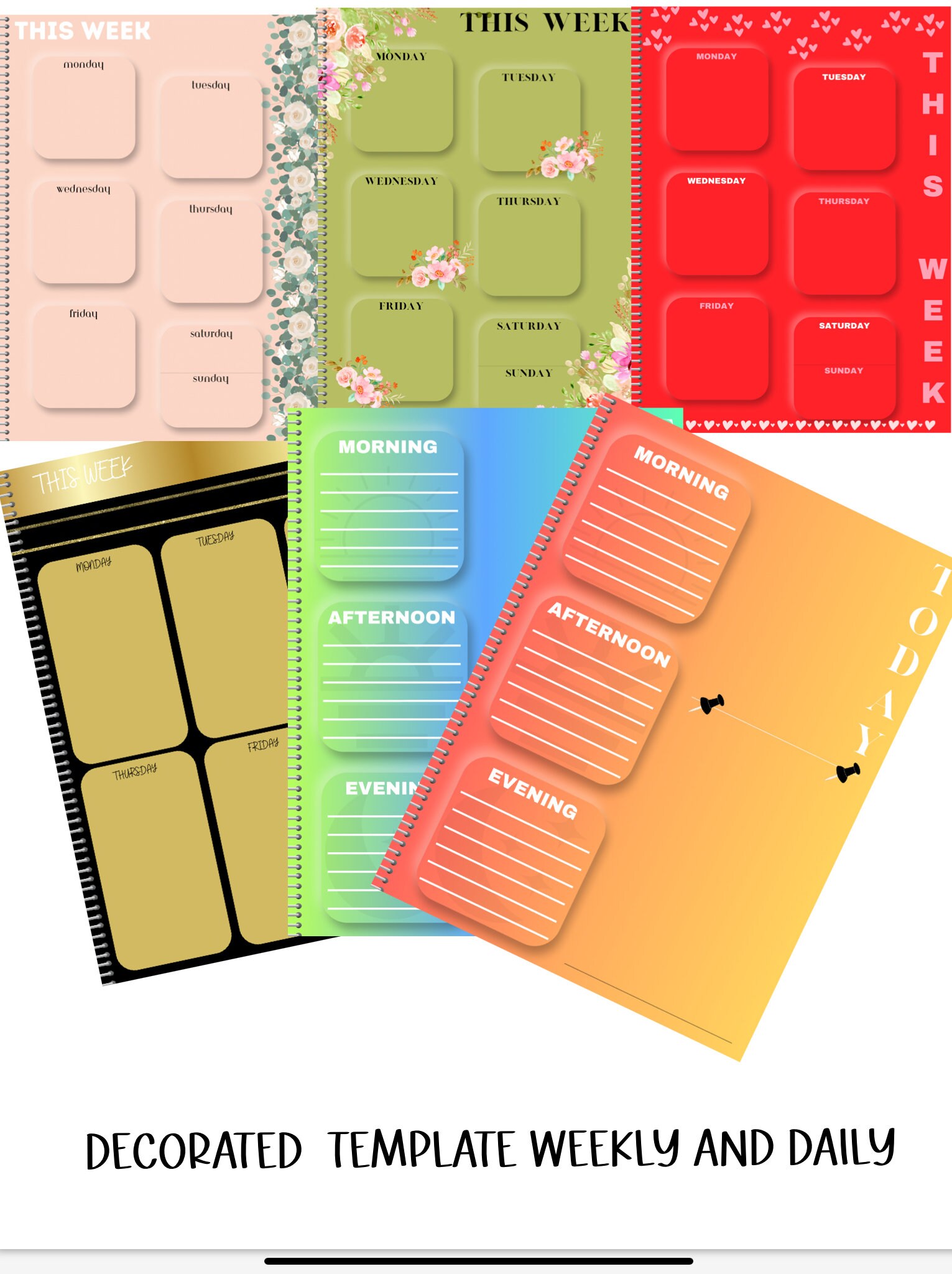 Decorated Weekly and Daily Templates - Etsy