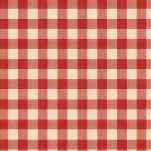 Peut inclure: Un tissu pr&eacute;sentant un motif &agrave; carreaux vichy classique rouge et blanc cass&eacute;. Le design se compose d'une grille r&eacute;p&eacute;titive de carr&eacute;s rouges unis alternant avec des carr&eacute;s blanc cass&eacute; unis, cr&eacute;ant une surface textile &agrave; carreaux uniforme.