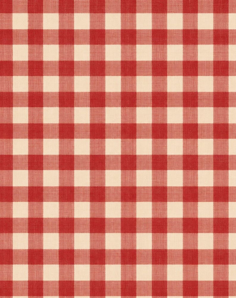 Peut inclure: Un tissu pr&eacute;sentant un motif &agrave; carreaux vichy classique rouge et blanc cass&eacute;. Le design se compose d'une grille r&eacute;p&eacute;titive de carr&eacute;s rouges unis alternant avec des carr&eacute;s blanc cass&eacute; unis, cr&eacute;ant une surface textile &agrave; carreaux uniforme.