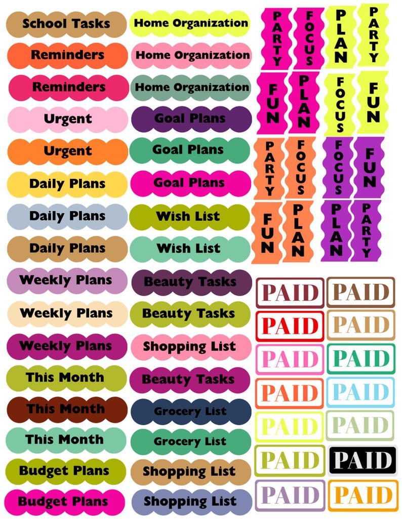 Funky Planner Labels - Etsy