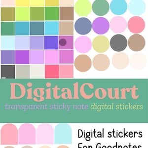 May include: Digital stickers for Goodnotes app.  The image shows a variety of colorful round and arched stickers.  The stickers are in various colors, including pink, blue, green, yellow, and brown.