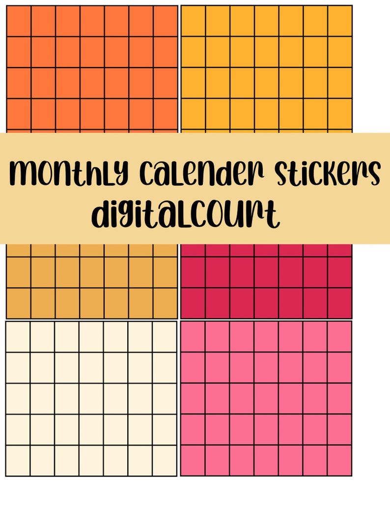 Monthly Calendar Sticker - Etsy